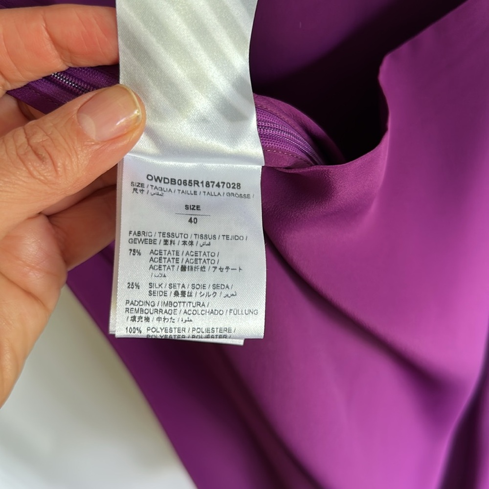 Off-White Purple “Floral Print Here” Asymmetrical Silk-blend Cocktail Dress - Picture 12 of 13